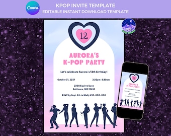 K-pop Birthday Party Invitation: Karaoke, 90s, Kawaii (digital