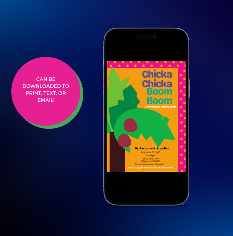 Chicka Chicka Boom Boom Invite, Storybook Invitation, Book Baby Shower ...