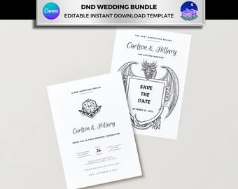 Sjabloon D&D-huwelijksuitnodiging: nerdy gamer-ontwerp (digitale download)