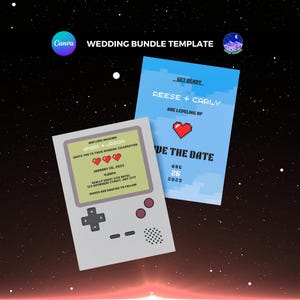 Retro Video Game Wedding Invitation Template (Digital Download)