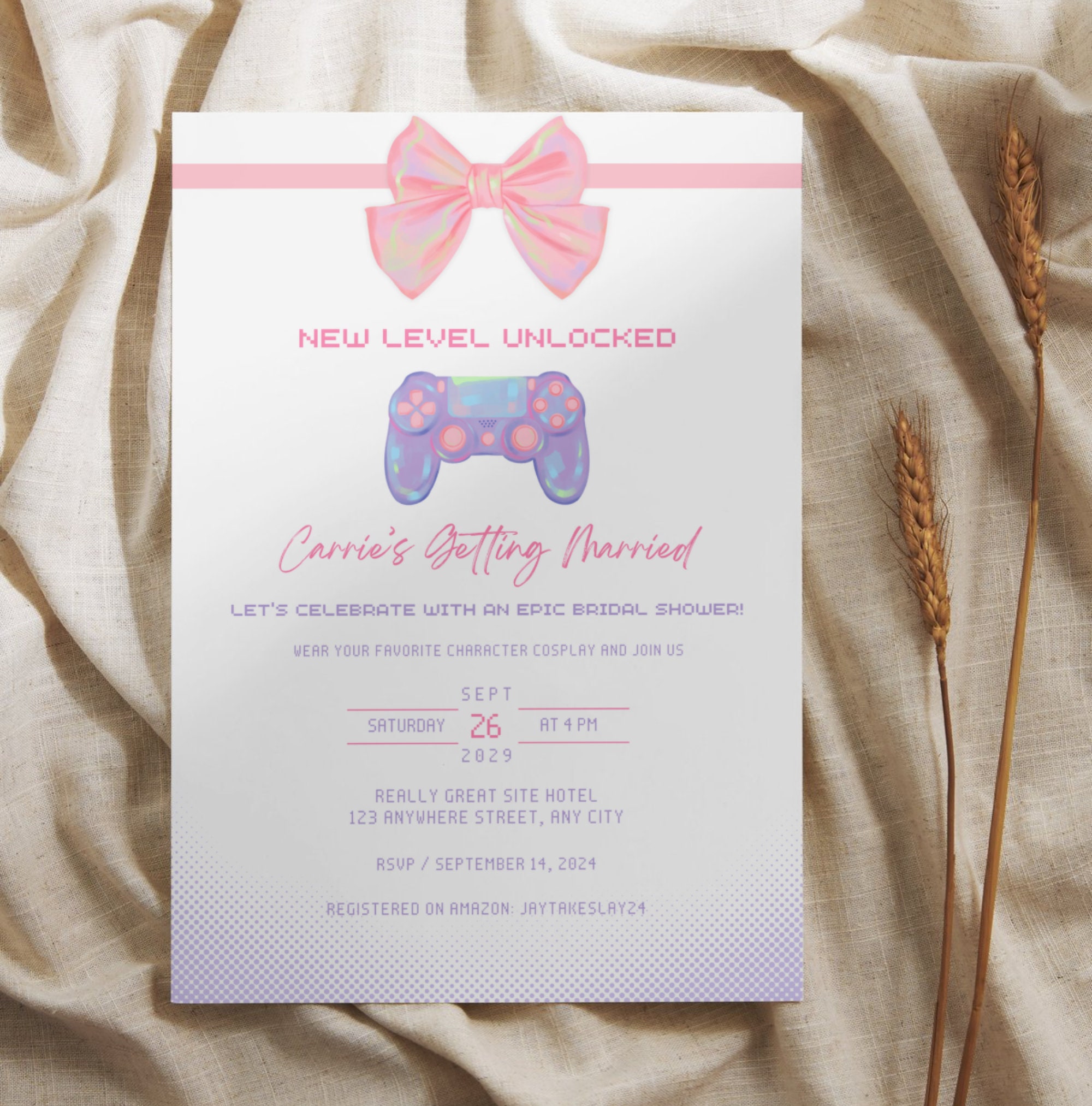 Video Game Bridal Shower Invitation: Nerdy Cosplay Wedding (digital ...