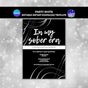 Nüchternheit Party einladen, nüchterne Party Einladung, ein Jahr nüchtern einladen, nüchterne Feier einladen, Soberversary Einladung, nüchterner Jahrestag