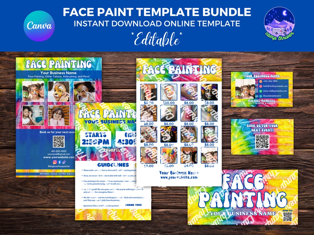 Face Paint Bundle, Face Painting Sign, Face Paint Sign Template, Face