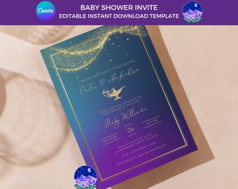 Aladdin Baby Shower Invitation: Editable Arabian Nights Princess Template (Digital Download)