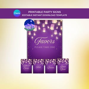 Lantern Party Signs, Party Table Signs, Fairytale Wedding Signs, Princess Wedding Signs, Princess Quinceanera Sign, Sweet Sixteen Rapunzel