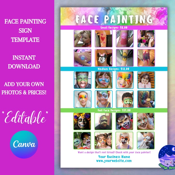 Facepaint Price List Etsy