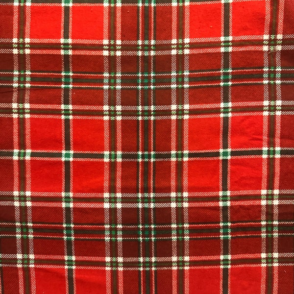 Festive Plaid Red and Green Fabric for holiday crafts, quilts, stockings, table runners.