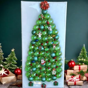 Glass Bead Christmas tree. Christmas Tree Wall Decor,  Shelf Sitter, Holiday Seasonal Unique Glass Art and Resin Gift Christmas Handmade.