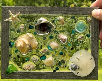 Coquillage de mer, résine de verre, art côtier, cadeau de décoration d&#39;intérieur fait main inspiré de l&#39;océan pour les amoureux de la plage