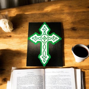 Wooden Celtic Cross Wall Art - Irish Inspired Decor, St. Patrick’s Day, Irish Blessing, Comes ready to hang or sit on shelf.
