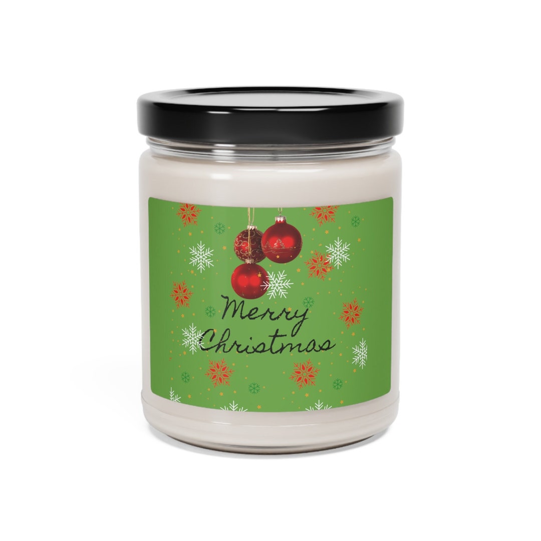 Merry Christmas Scented Candle, Christmas Decorations, Red, Snowflakes