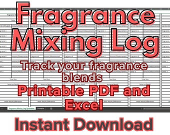 Perfume Making Recipe Log/Tracker: Excel + Printable PDF for Professionals/Hobbyists. Fragrance Formulation Journal/Scent Blending Notebook