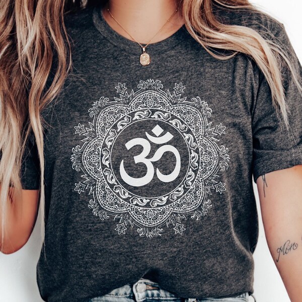 Om Mandala Flower Shirt, Yoga Shirt, Hinduism, Spirituality, Tantra, Vegan, Eco-Friendly Shirt, Gift for Her, Ashtanga, Inspirational Shirt