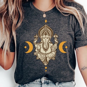 Ganesha Moon T-Shirt, Yoga, Hinduism, Spirituality, Trendy, Elephant, India, Ganesh, Ganapati, Ashtanga, Tantra, Remover of Obstacles Shirt