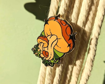 SALE Penny Bun Mushroom Enamel Pin: Gold Plated Cottagecore Brooch (1.5 inch)