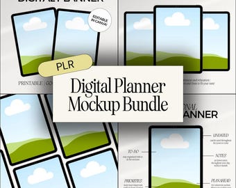 Digital Journal Product Mockup Bundle w/ Private Label Rights, PLR Mockup Templates, Re-Sellable Mockup Templates for Canva