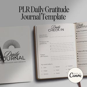 Modello di diario della gratitudine PLR Canva con diritti di rivenditori, diritti di etichetta privata Modelli di diario della gratitudine per il fitness, prodotti digitali PLR