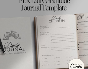 PLR Gratitude Journal Canva Template with Resellers Rights, Private Label Rights Fitness Gratitude Journal Templates, PLR Digital Products