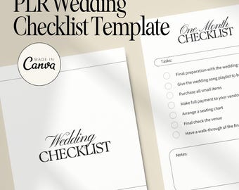 PLR Wedding Checklist, Wedding Planning Checklist Canva Template w Private Label Rights to Resell for Passive Income