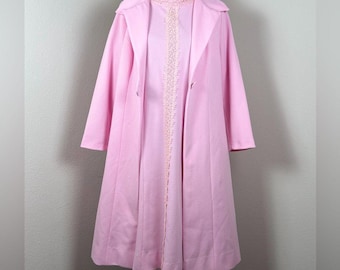 Vintage 1960s Alfred Werber Pink Coat Dress Set No Size Tag