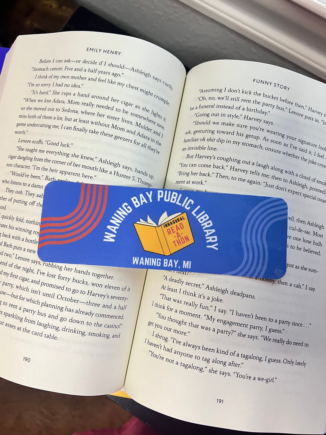 Waning Bay Michigan Public Library Readathon Bookmark Funny Story Etsy