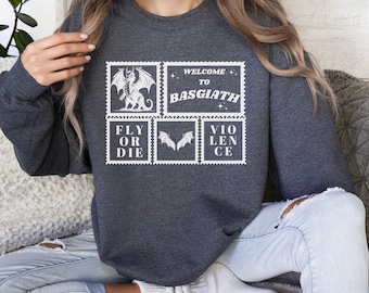 Welcome To Basgiath Stamp Sweatshirt (Officially Licensed) | Fourth Wing | Iron Flame | Onyx Storm | Basgiath