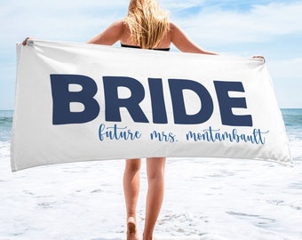 Personalized Bride Beach Towel Custom Future Mrs Bachelorette Party Favor Bridal Shower Gift Honeymoon Towel Wedding Gift For Bride To Be