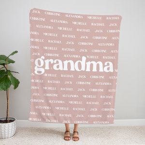 Grandma & Grandpa Blanket, Custom Name Blanket, Fleece, Sherpa, Minky Baby Blanket, Personalized Family Name Blanket, Birthday Vacation Gift