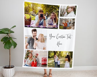 Custom Photo Blanket, Personalized Photo Blanket, Gift for Her, Valentine&#39;s Day Gift, Graduation, Wedding, Halloween Gift, Christmas Gift