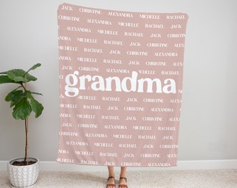Grandma & Grandpa Blanket, Custom Name Blanket, Fleece, Sherpa, Minky Baby Blanket, Personalized Family Name Blanket, Birthday Vacation Gift