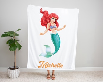 Personalized Mermaid Blanket: Custom Name Minky Fleece Blanket