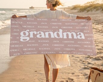 Personalized Grandpa Beach Towel: Custom Family Name Gift