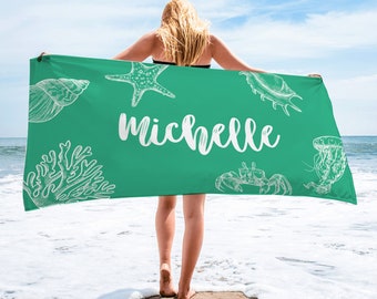 Custom Name Beach Towel, Personalized Name Beach Towel, Customized Gift Beach Towel, Bride Beach Towel, Holiday beach towel, Pool Name Towel