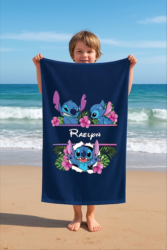 Stitch Beach Towel, Custom Beach Towel, Disney, Custom Stitch, Disney Trip, Birthday Gift,  Christmas, Halloween Gift, Personalization Gift