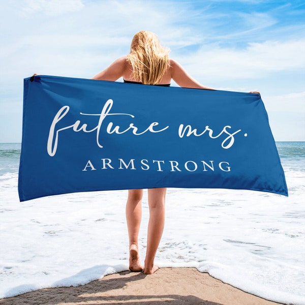 Custom Future Mrs. Name Beach Towel, Personalized Name Beach Towel, Bachelorette Party Towel, Honeymoon Towel, Bride Beach Towel, Bride Gift