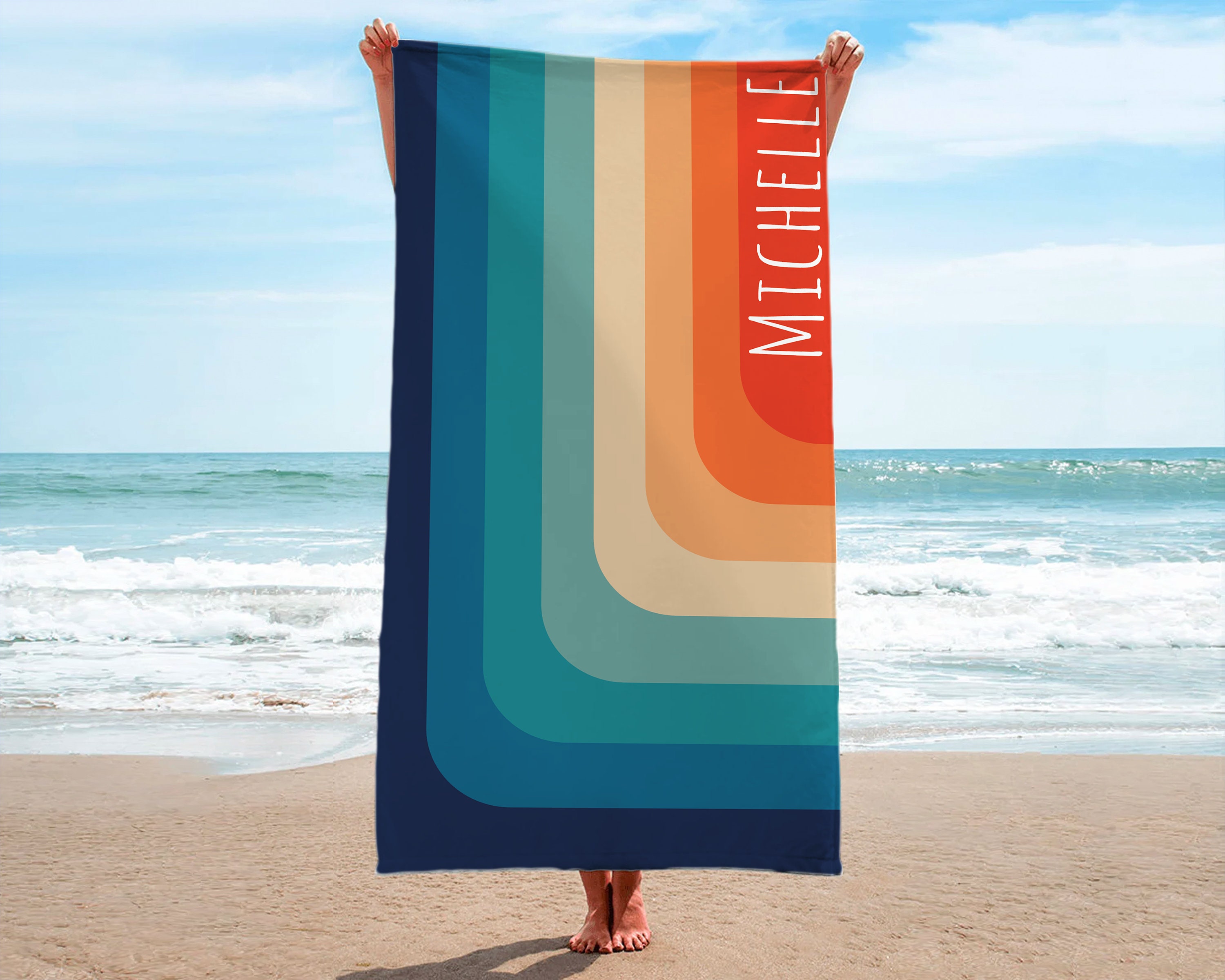 Custom Colorful Beach Towels Vintage Style Colors Etsy