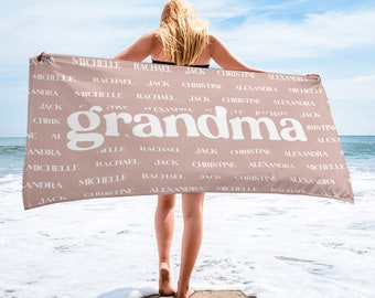 Personalized Grandma Beach Towel: Custom Family Name Gift