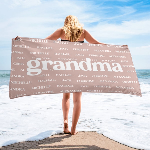 Grandpa & Grandma Beach Towel, Father's, Mother's day gift, Gift For Mom, Personalized, Customized gift, Custom Family Name, Birthday Gift