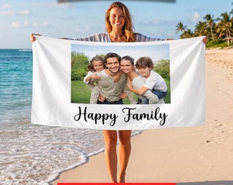 Custom Face Beach Towel, Funny Pet Photo Pool Towel, Personalized Picture Gift for Bachelorette Party, Group Vacation & Couples Trip