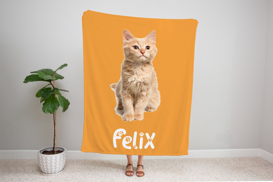 Custom Cat Photo Blanket Custom Cat Name Blanket Etsy