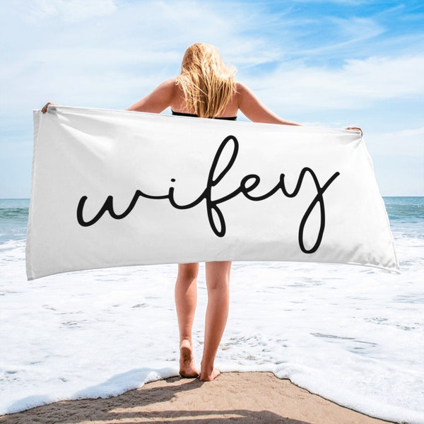 Wifey and Hubby Beach Towels, Honeymoon Beach Towel, Couple Beach Towel, Just married, Holiday Towel, Wedding Gift, Bachelorette Party Towel