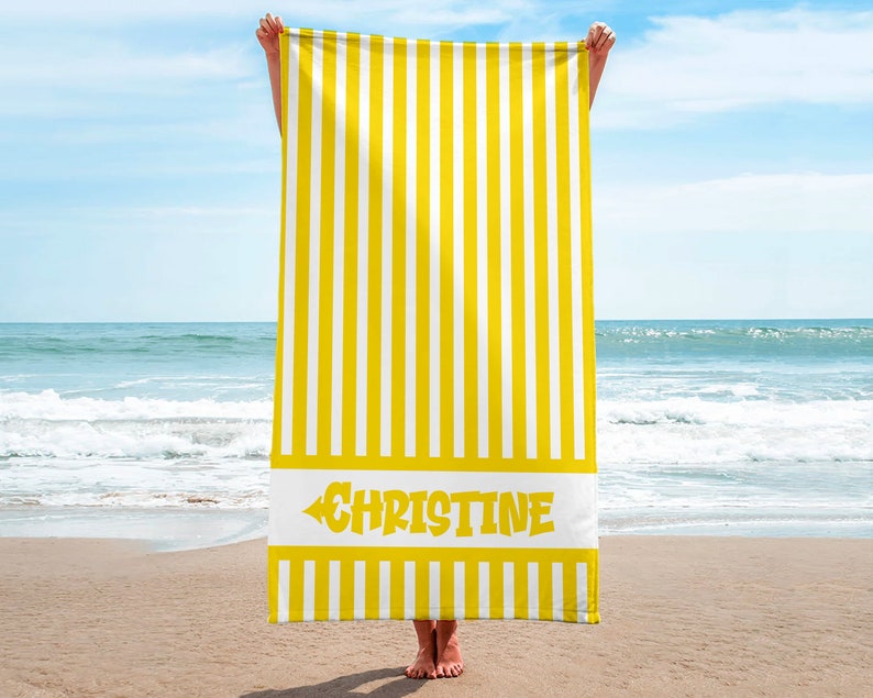 Custom Striped Beach Towel, Custom Vertical Lines Printed Beach Towel ...