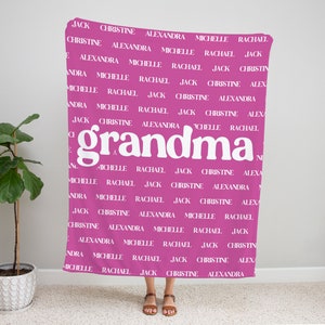 Personalized Grandma Blanket, Custom Name Blanket with Any Text or Names in Background, Soft Throw Gift for Grandma, Nana, Mimi ,mother day bild 13