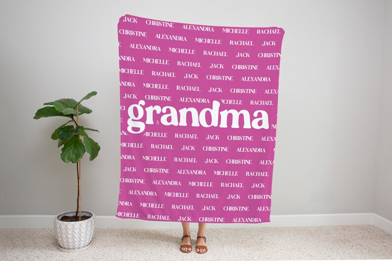 Personalized Grandma Blanket, Custom Name Blanket with Any Text or Names in Background, Soft Throw Gift for Grandma, Nana, Mimi ,mother day bild 13