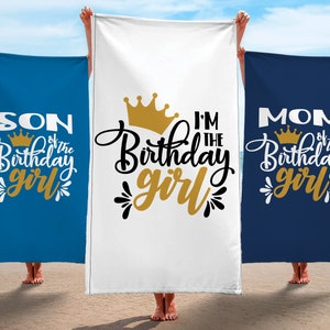 Custom Birthday Beach Towel: Family Squad Party Gift