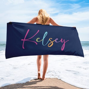 Colorful Custom Name Beach Towel: Personalized Vacation Gift