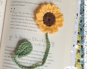 Crochet Sunflower Bookmarks - pack of 2 mother's day gift