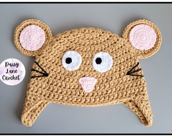 Gorro de ganchillo de ratón Gruffalo (tallas para bebés, niños y adultos) Libro Disfraz