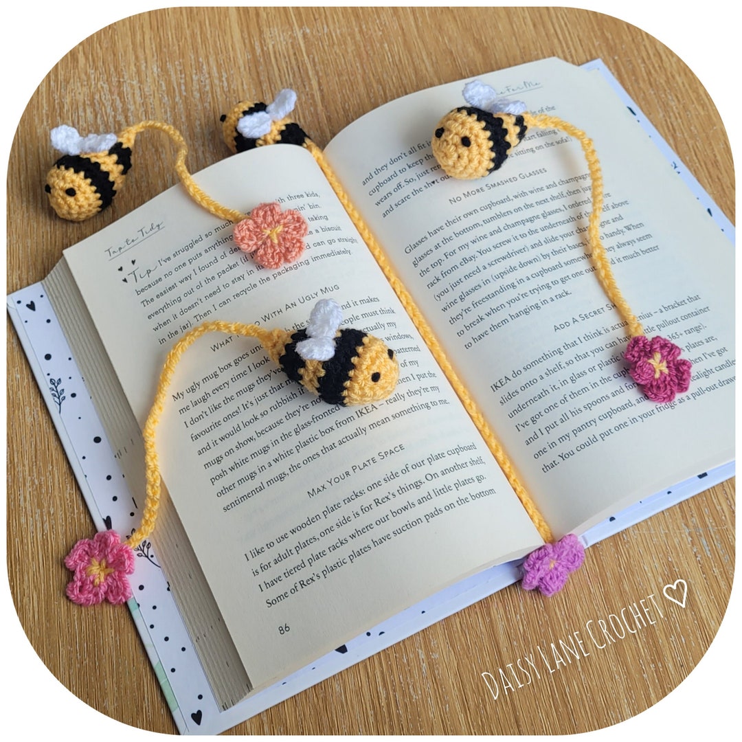 Crochet Bee With Flower Bookmark - Cello Wrapped, Cute Book Gift ...