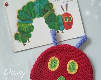 Gehaakte muts The Very Hungry Caterpillar - baby-, kinder- en volwassenmaten, boekkostuum
